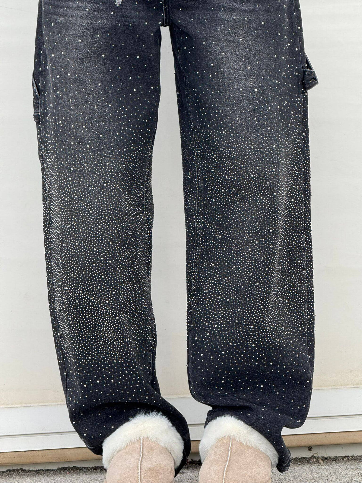 Hose Damen Hochtailliert Weitbein Knopftaschen Elegant