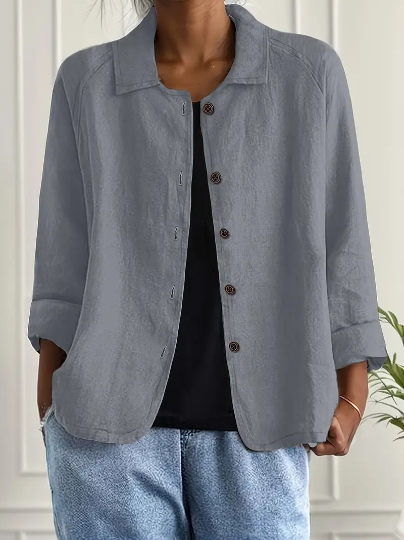 Klassischer Leichter Hemd-Cardigan aus Baumwoll-Leinen-Mischung | Atmungsaktives Design für Zeitlose Eleganz 8