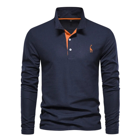 Klassisches Poloshirt Herren | Langärmliges Baumwoll-Poloshirt mit Strukturierter Knopfleiste | Stilvolles Design für Komfort und Eleganz 0