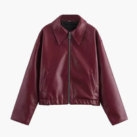 Kunstlederjacke Damen | Burgunderrote Jacke