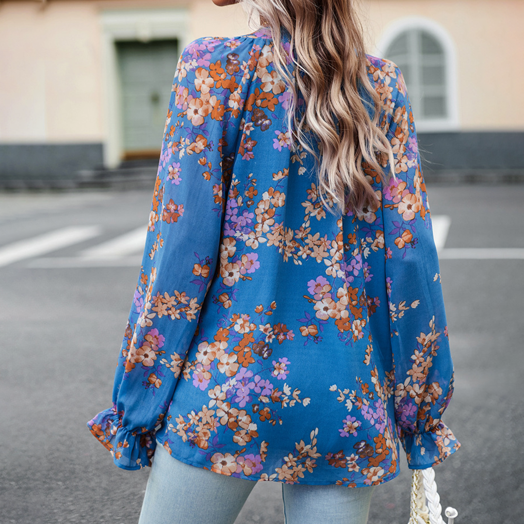 Leichte Sommerbluse mit Blumendruck und V-Ausschnitt | Elegante Bluse für Stil und Komfort 5