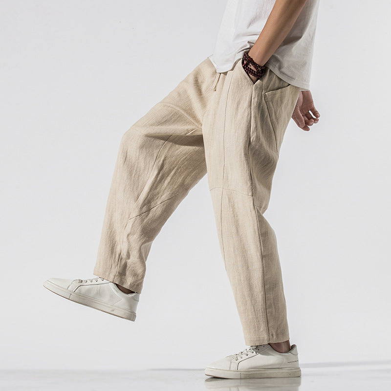 Leinen | Herren Hosen mit Weitem Schnitt und Kordelzug | Bequeme Passform für Warme Tage 2