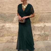 Maxikleid Damen Elegant V-Ausschnitt Festlich