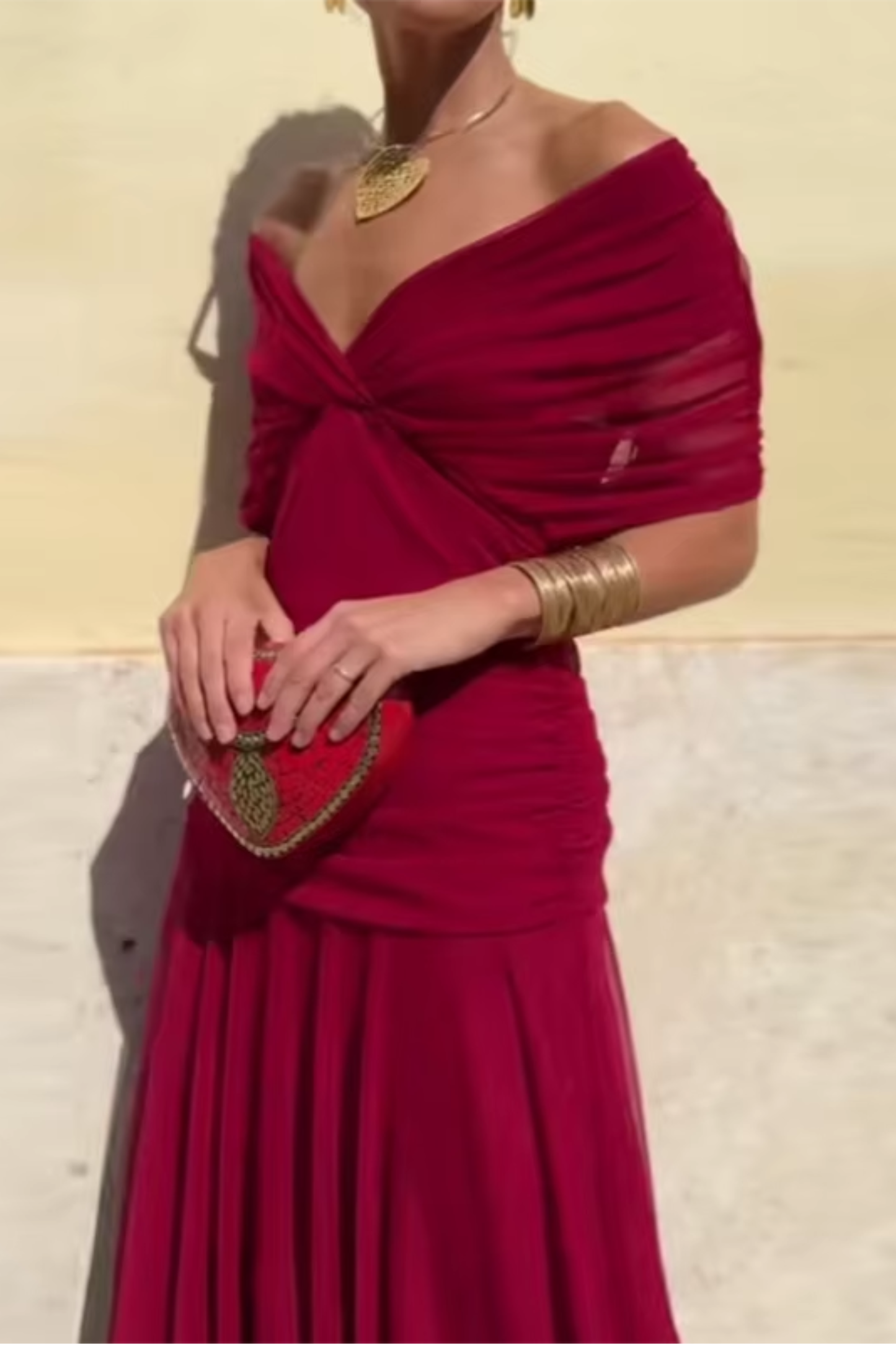 Maxikleid Damen Elegant V-Ausschnitt Festlich