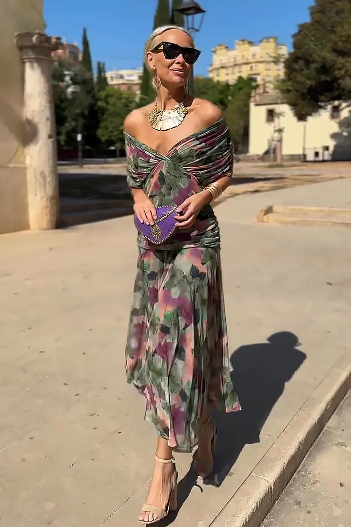 Maxikleid Damen Elegant V-Ausschnitt Festlich