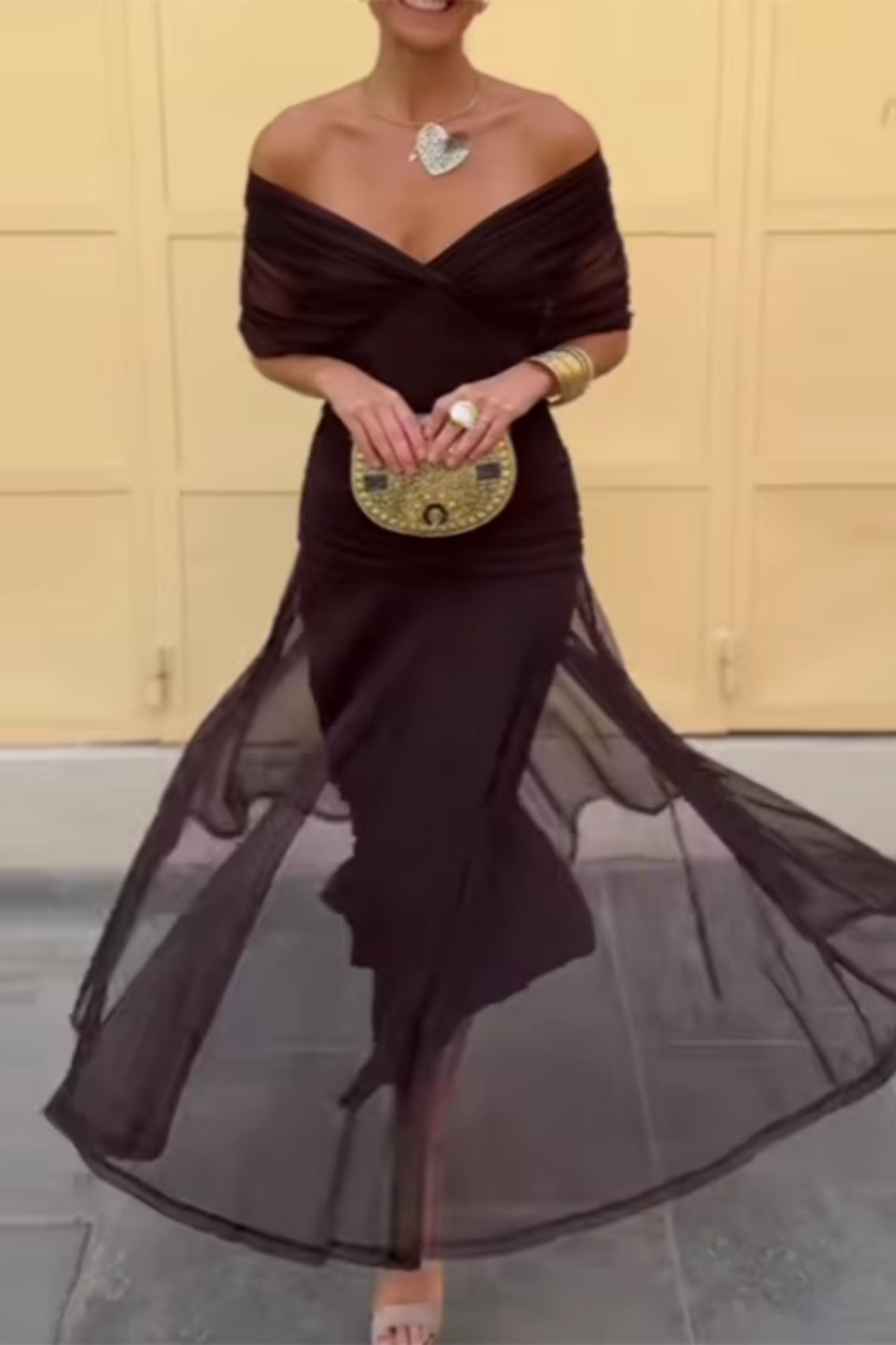 Maxikleid Damen Elegant V-Ausschnitt Festlich