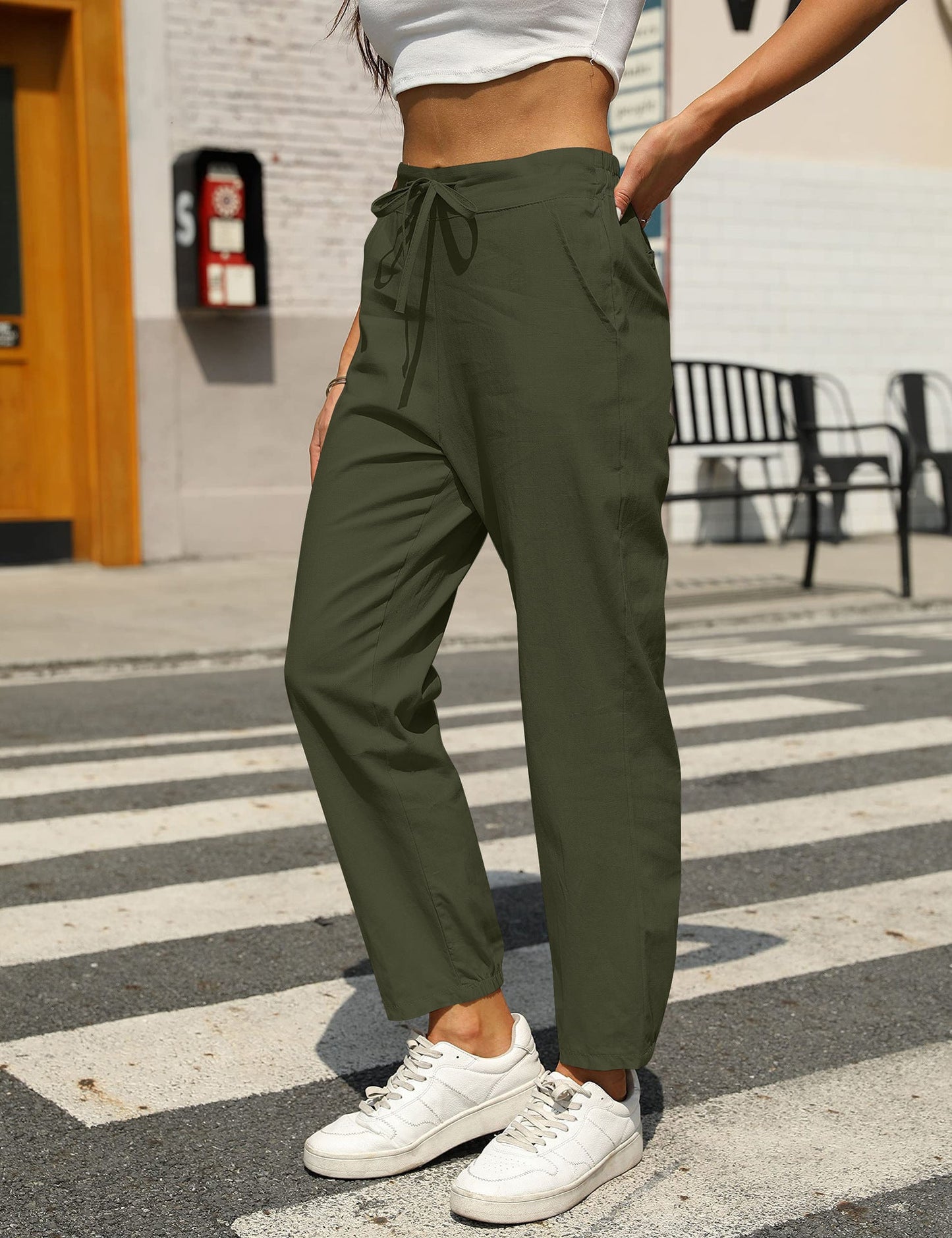 Stoffhose Damen Relaxed Fit Freizeit Sommer