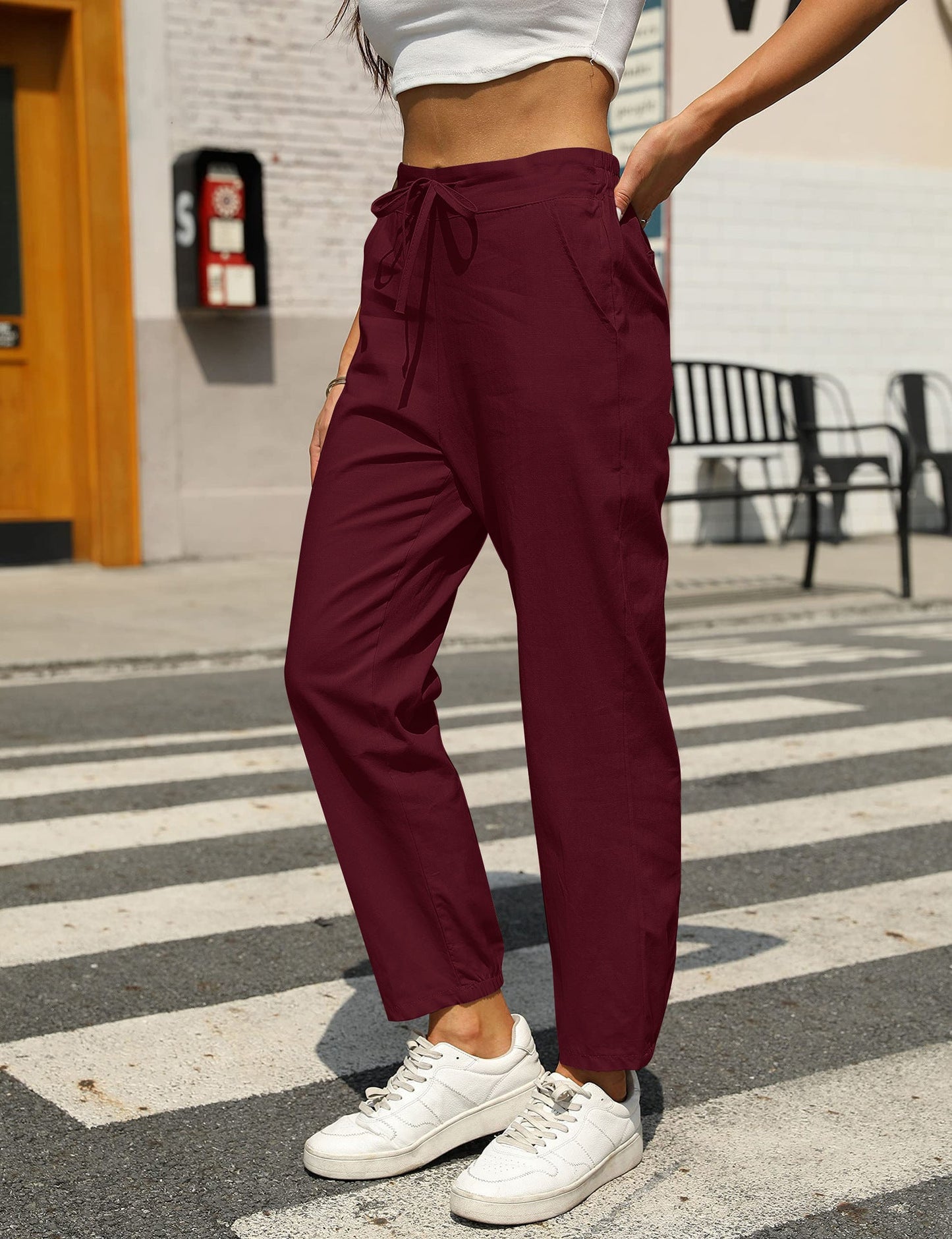 Stoffhose Damen Relaxed Fit Freizeit Sommer
