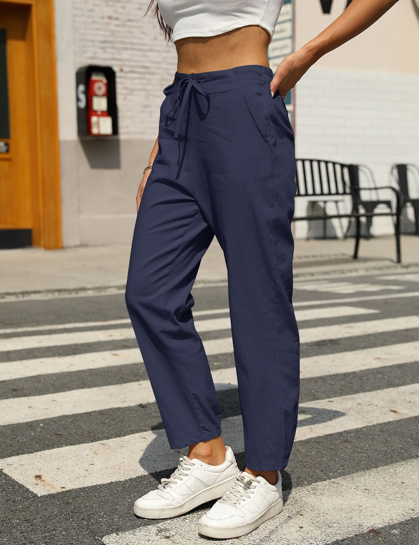 Stoffhose Damen Relaxed Fit Freizeit Sommer