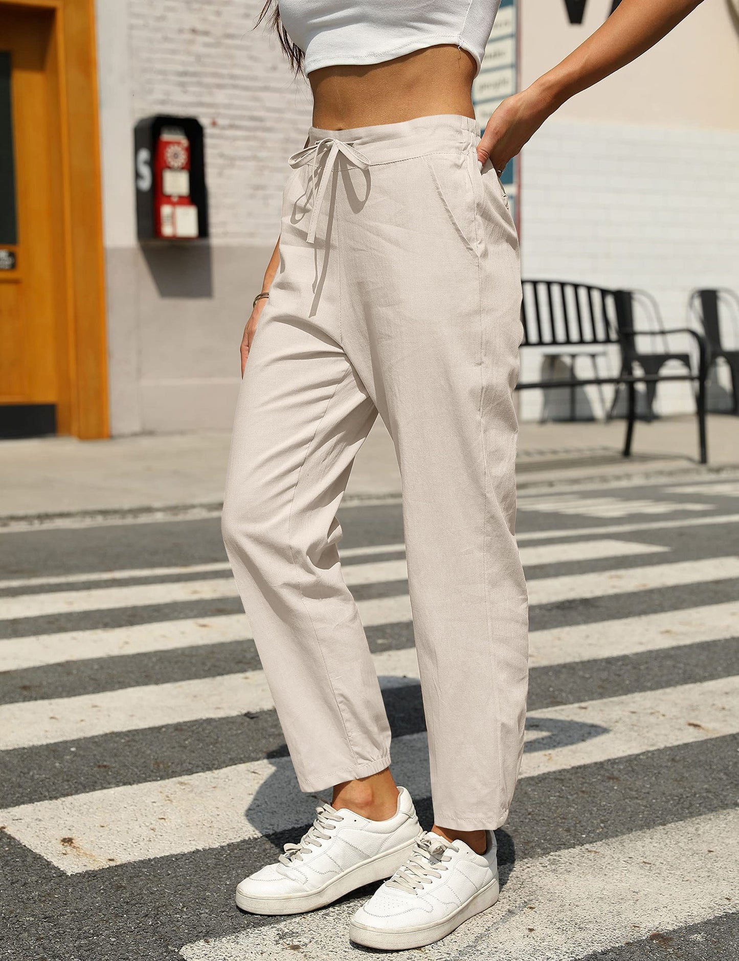 Stoffhose Damen Relaxed Fit Freizeit Sommer
