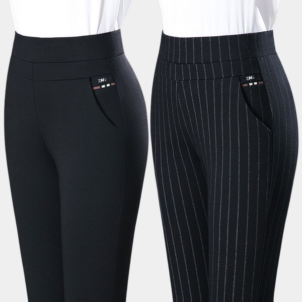 Schwarze Damen Stretch-Hose mit hohem Bund für Büro und Freizeit