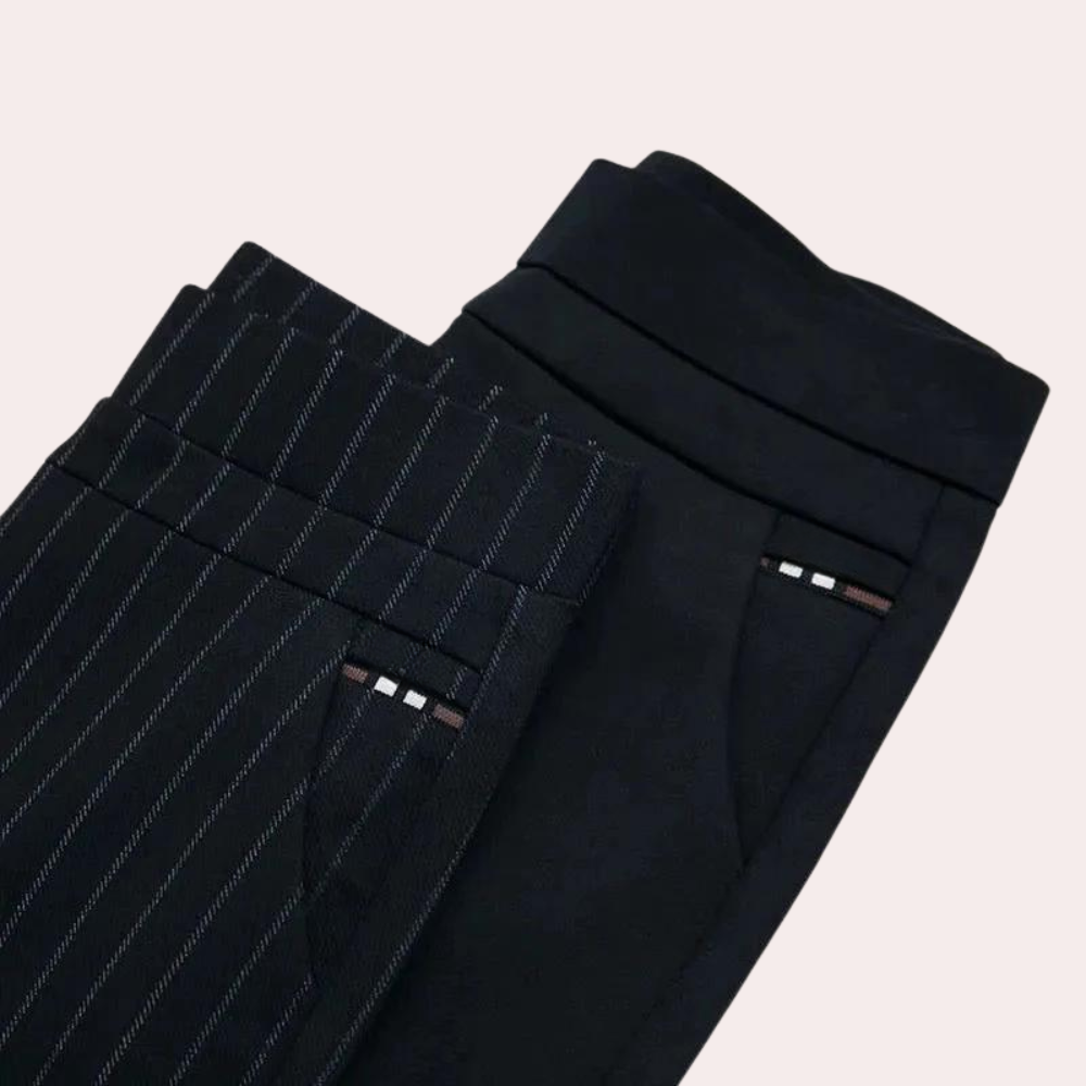 Schwarze Damen Stretch-Hose mit hohem Bund für Büro und Freizeit