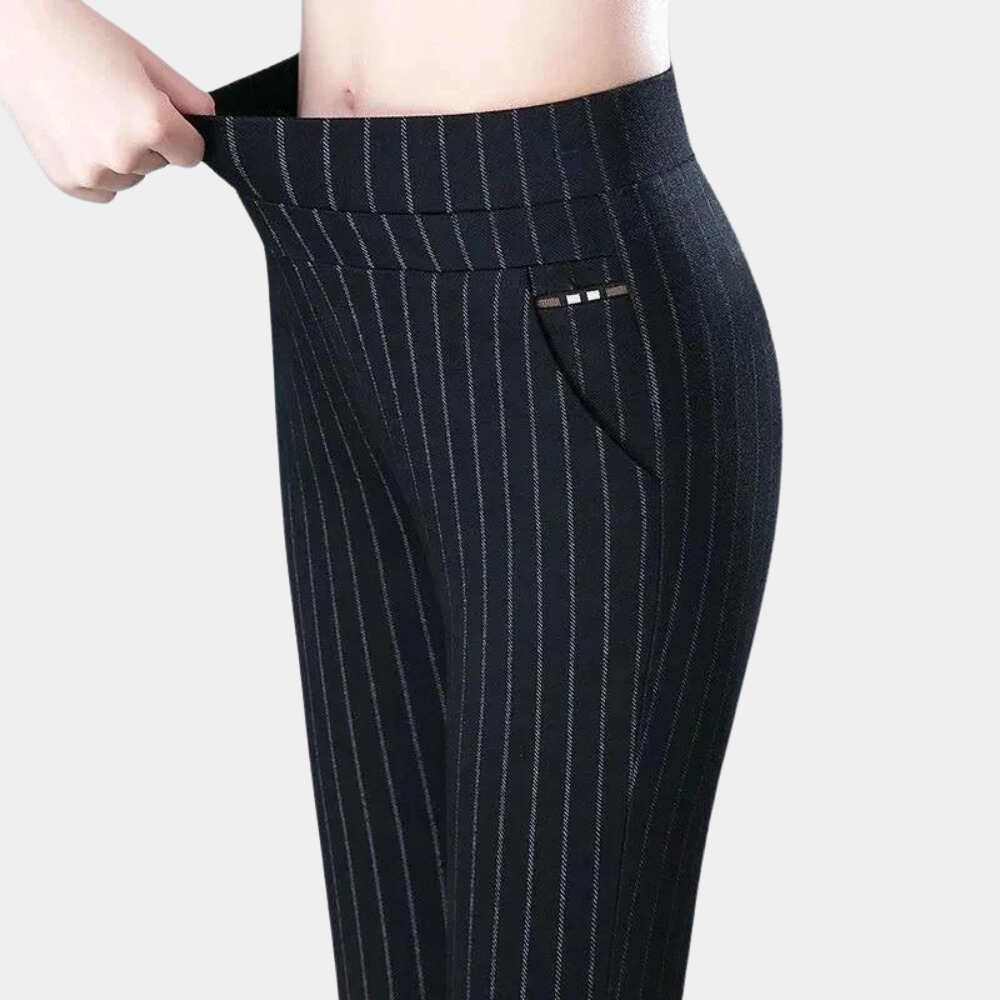Schwarze Damen Stretch-Hose mit hohem Bund für Büro und Freizeit