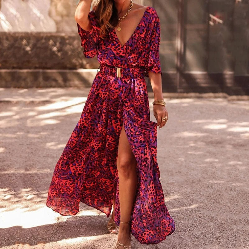 Maxikleid Damen Wickelstil Sommer Freizeit Regular Fit