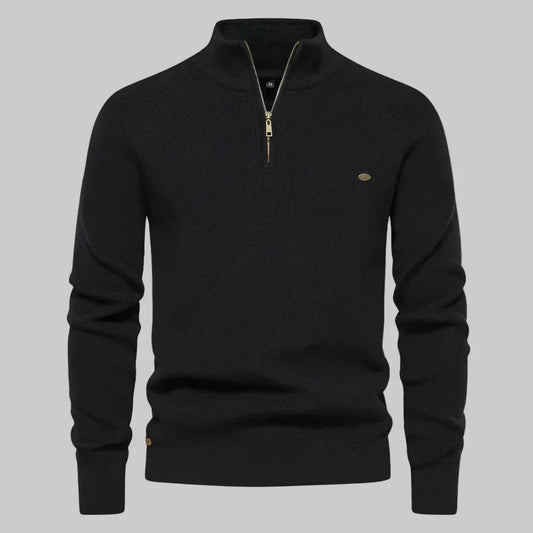 Strickpullover Herren Regular Fit Freizeit Halb-Zip Stehkragen