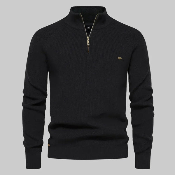 Strickpullover Herren Regular Fit Freizeit Halb-Zip Stehkragen