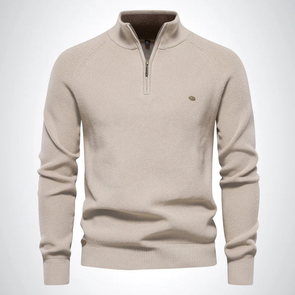Strickpullover Herren Regular Fit Freizeit Halb-Zip Stehkragen