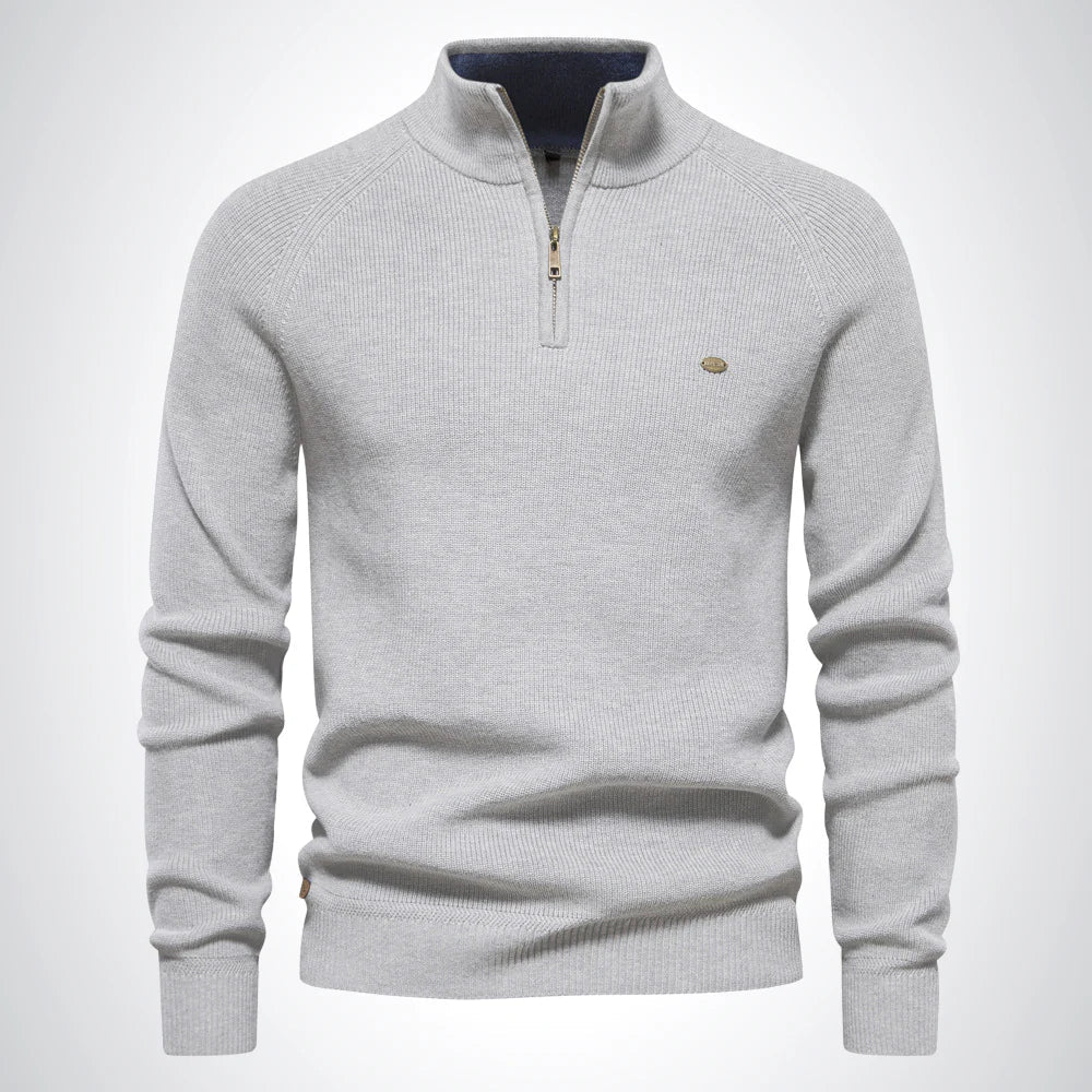 Strickpullover Herren Regular Fit Freizeit Halb-Zip Stehkragen