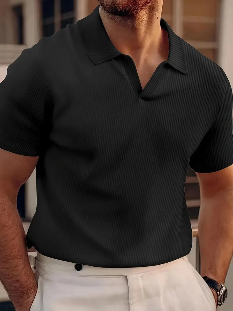 Otto | Poloshirt Herren Slim Fit Kurzarm Casual Vertikal gerippt