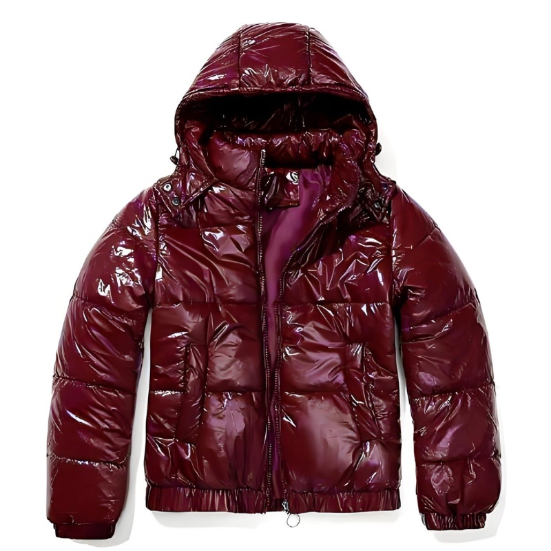 Moderne Jacke Damen | Bordeaux Pufferjacke mit Kapuze für Stil und Komfort 0