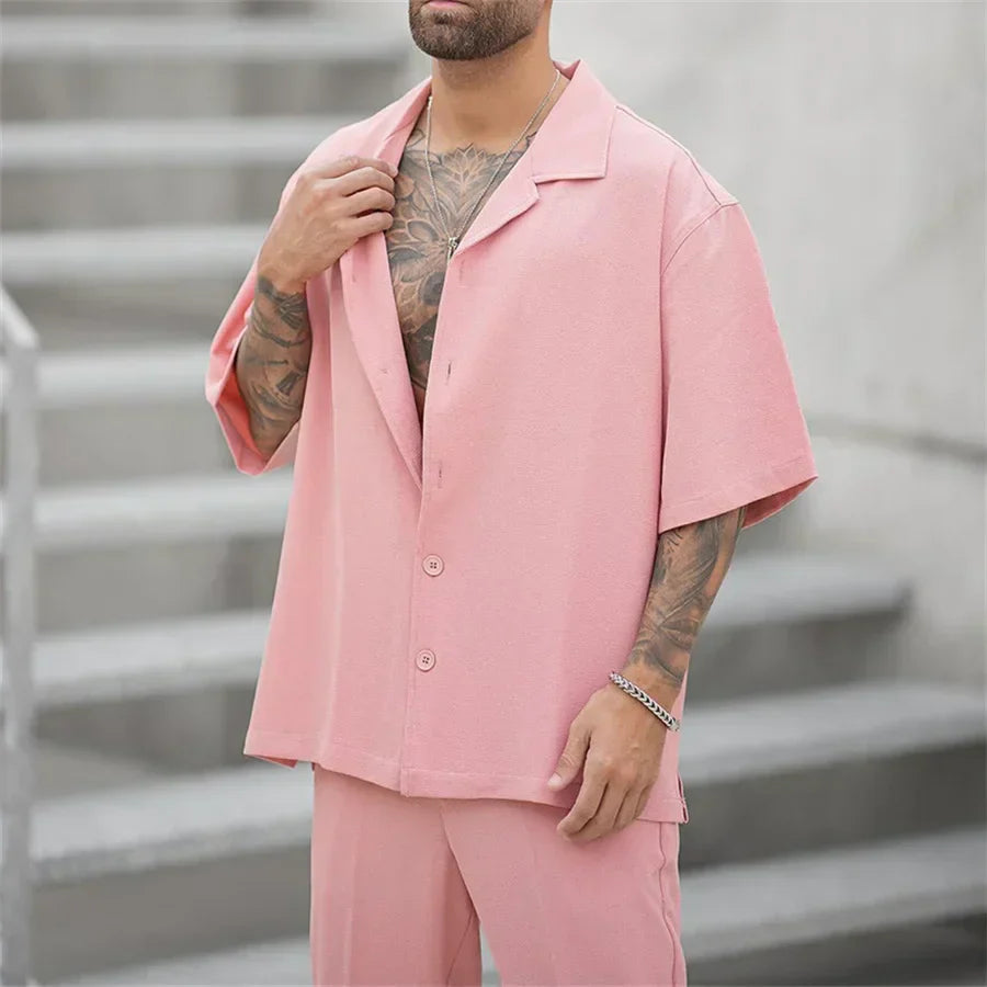 Modisches Herren-Sommer-Set | Kurzarm-Oberteil und Shorts aus Baumwolle | Bequem und Stylisch für Heiße Tage 4