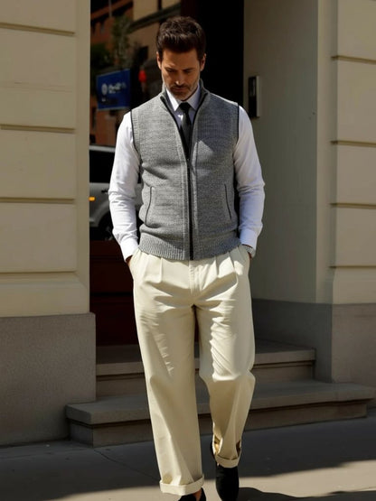 Cross & Crown Elegante Full-Zip Knit Vest