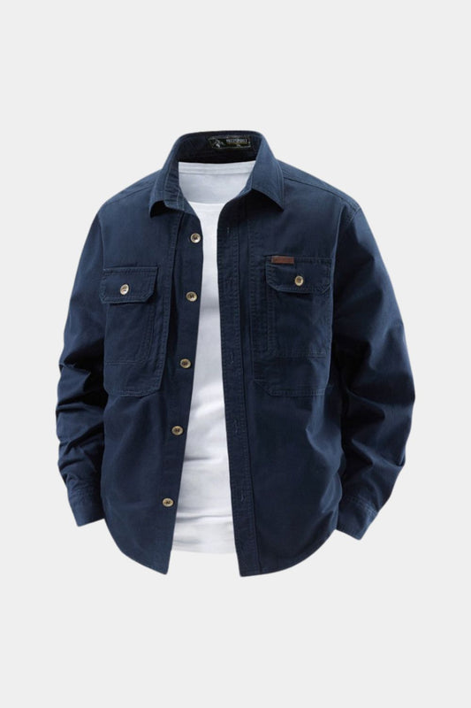 Hemd Herren Regular Fit Casual mit Brusttaschen und Knopfleiste
