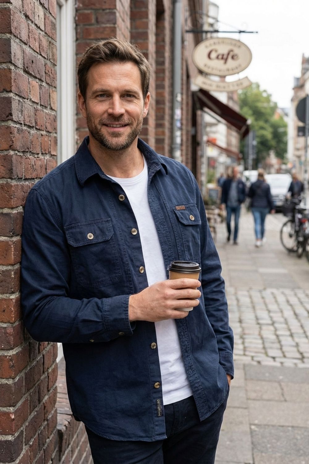 Hemd Herren Regular Fit Casual mit Brusttaschen und Knopfleiste