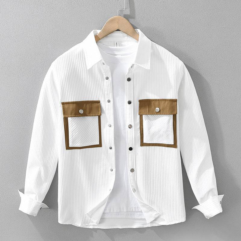 Hemd Herren Regular Fit Casual mit Utility-Taschen und Streifenstruktur