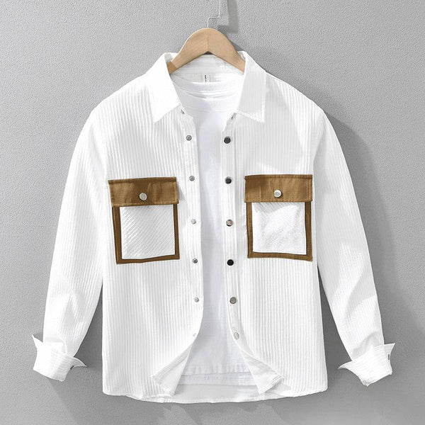 Hemd Herren Regular Fit Casual mit Utility-Taschen und Streifenstruktur