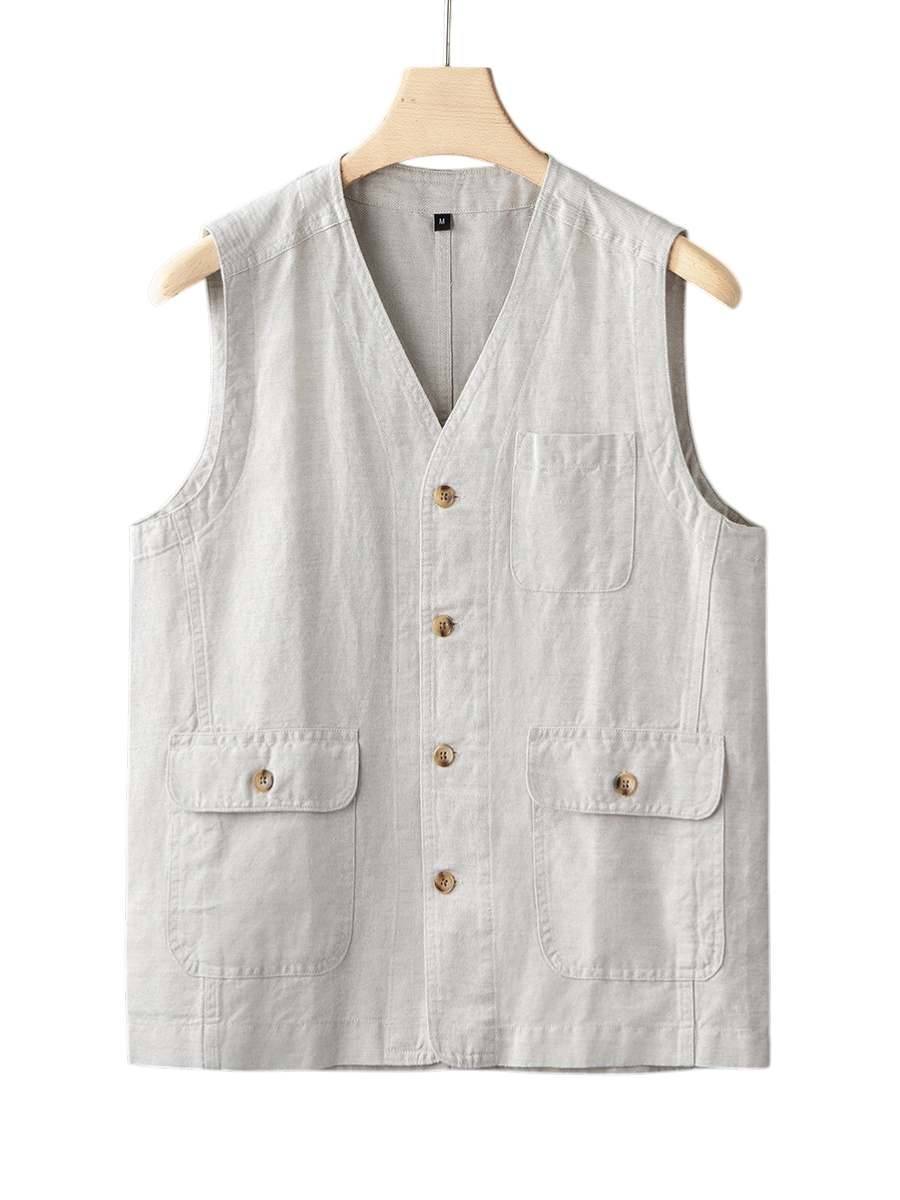 Weste Damen Leicht Sommer Casual Indigo Waschung