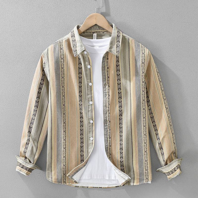 Hemd Herren Relaxed Fit Casual mit Streifenstruktur