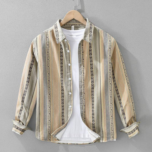 Hemd Herren Relaxed Fit Casual mit Streifenstruktur