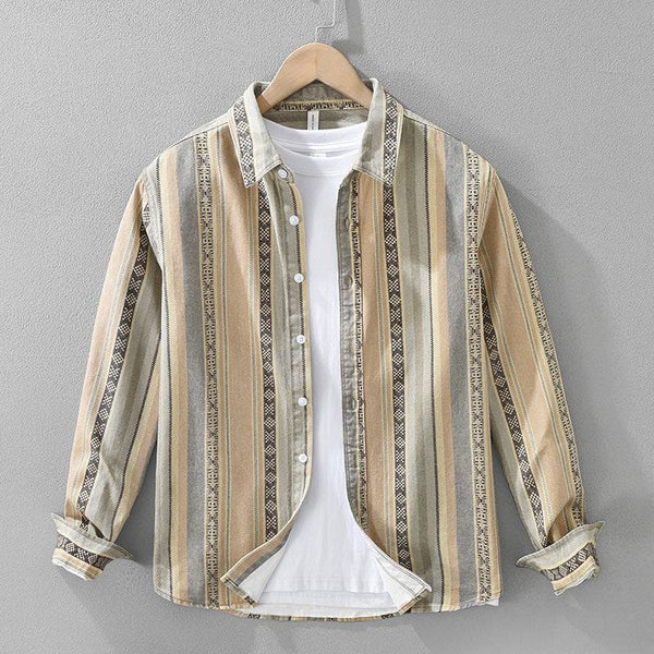 Hemd Herren Relaxed Fit Casual mit Streifenstruktur