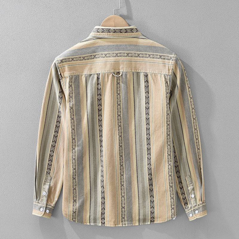 Hemd Herren Relaxed Fit Casual mit Streifenstruktur