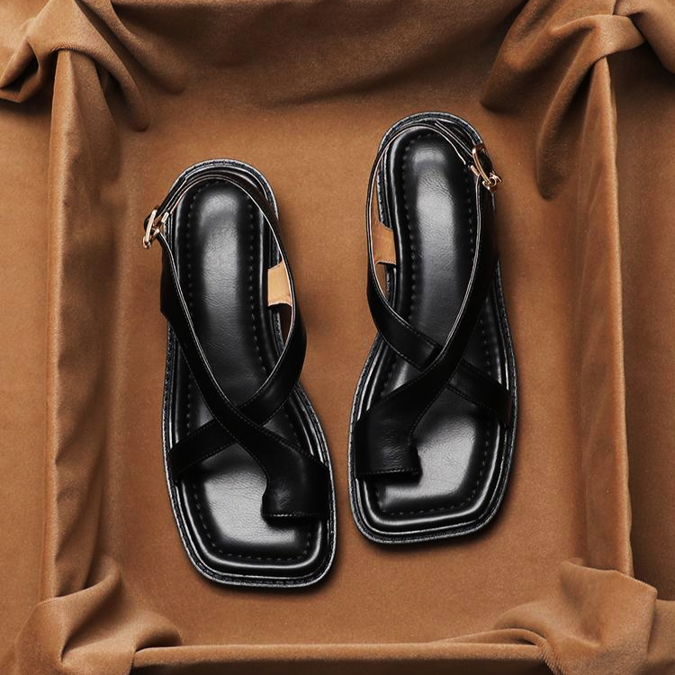 Ledersandalen Damen Verstellbar Freizeit Sommer Komfort