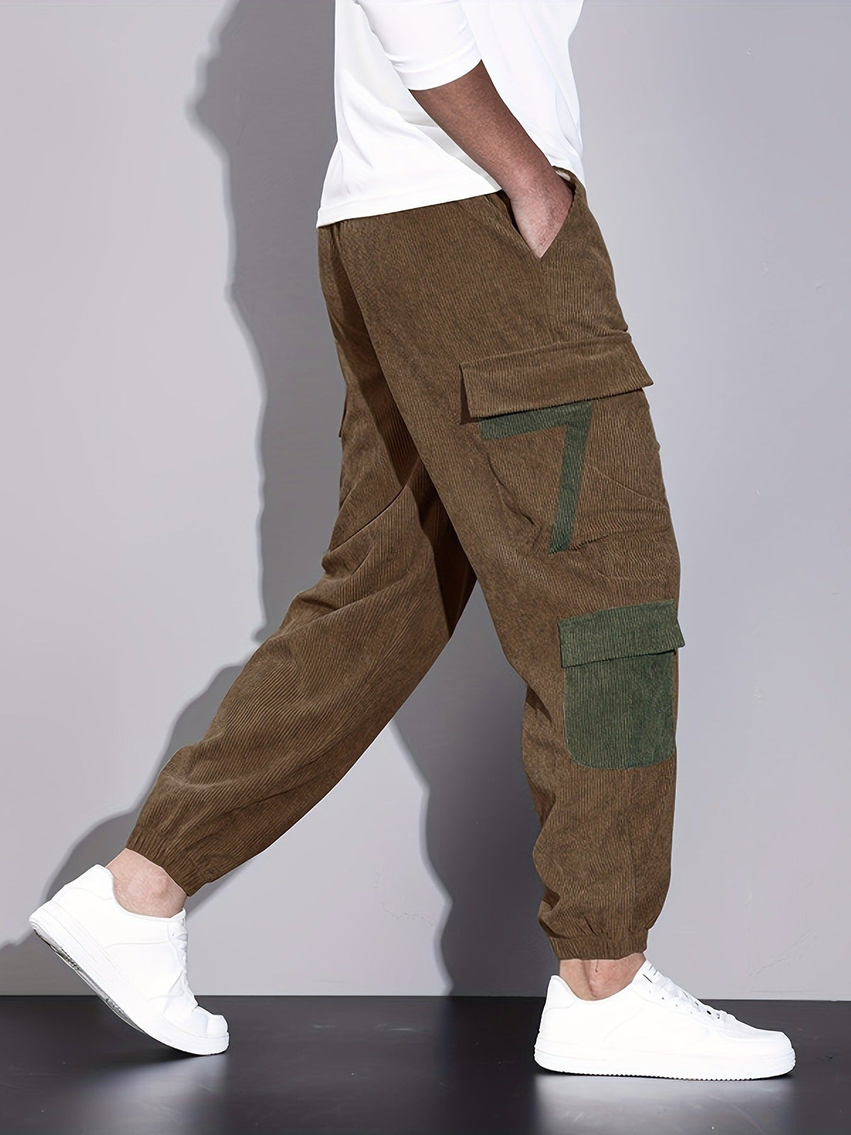 Lim - Herren Cordhose Cargo Jogger Relaxed Fit Freizeit
