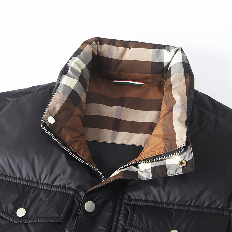 Weste Herren Slim Fit Freizeit mit Karofutter und Taschen
