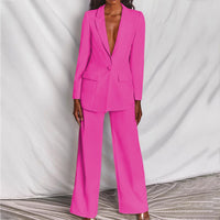 Zweiteiler Damen Elegant Blazer Gürtel Weite Hose