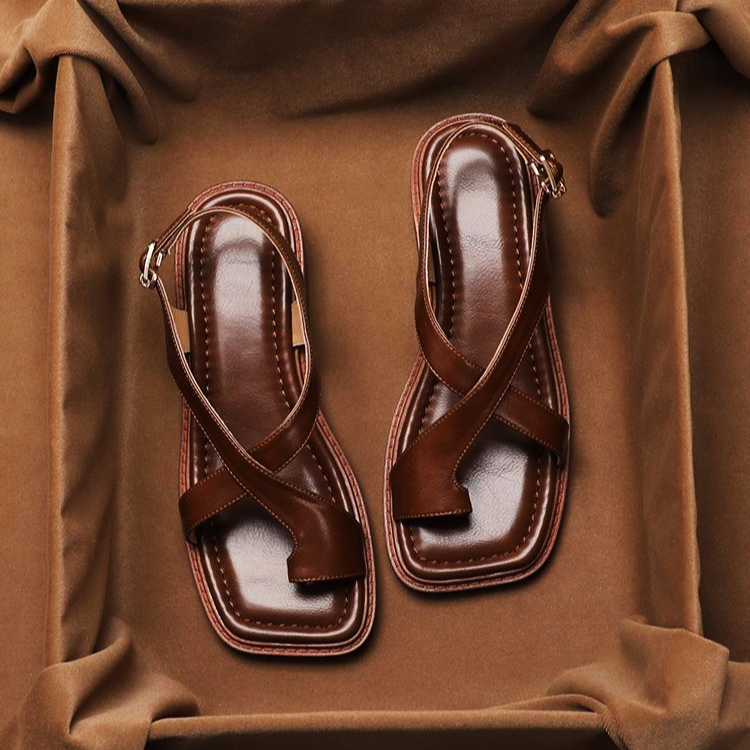 Ledersandalen Damen Verstellbar Freizeit Sommer Komfort