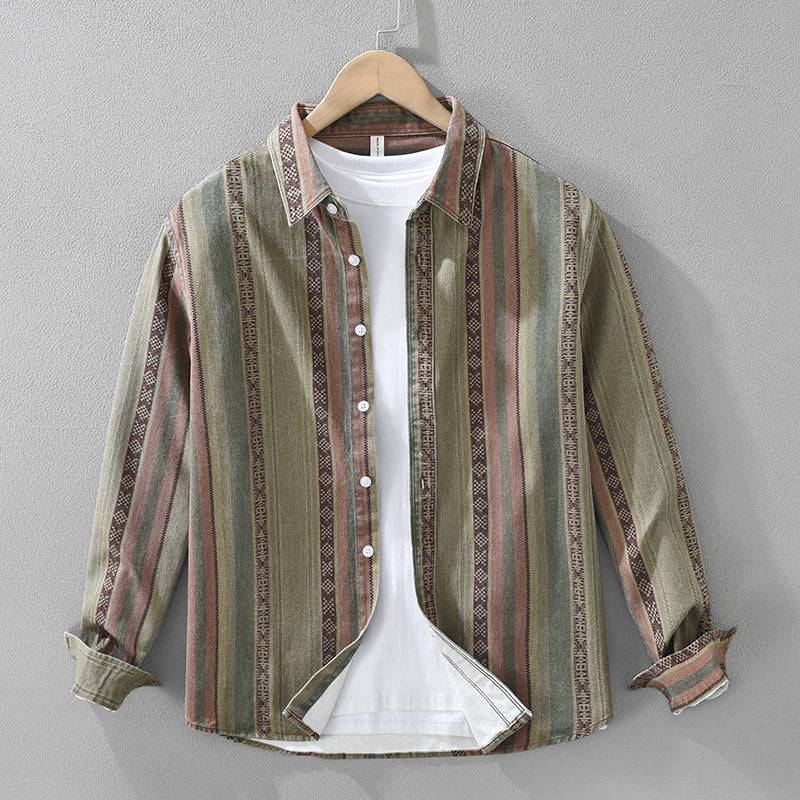 Hemd Herren Relaxed Fit Casual mit Streifenstruktur