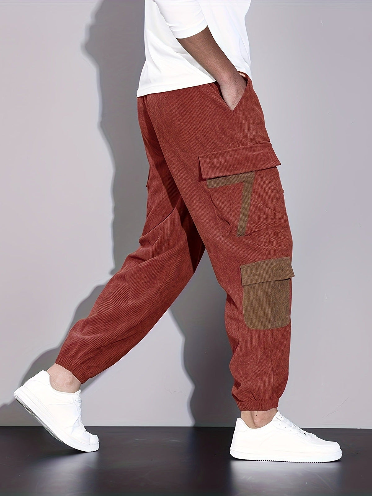 Lim - Herren Cordhose Cargo Jogger Relaxed Fit Freizeit