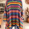 Damen Ponchopullover Oversize Freizeit mit asymmetrischem Saum und Taschen