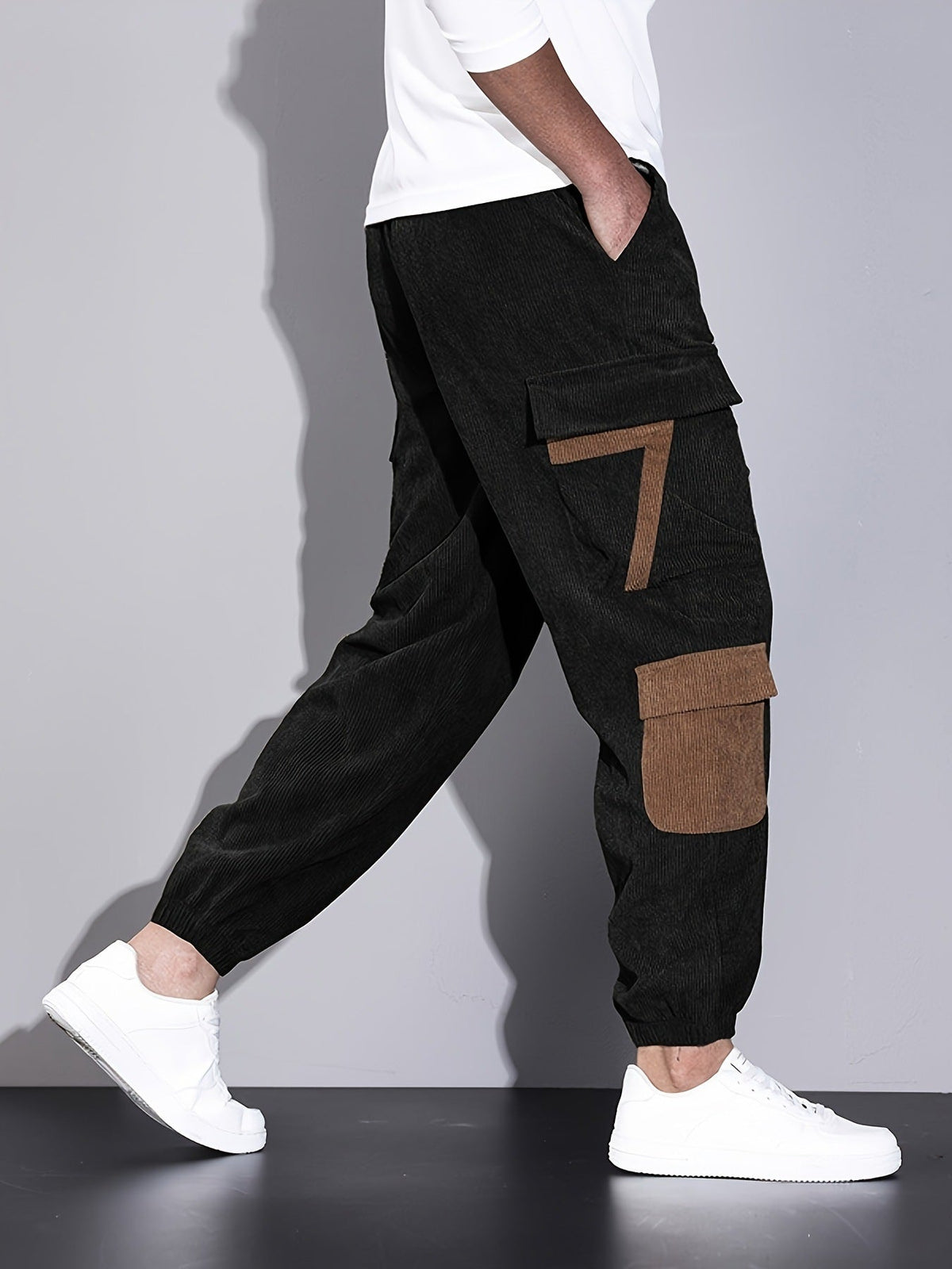 Lim - Herren Cordhose Cargo Jogger Relaxed Fit Freizeit