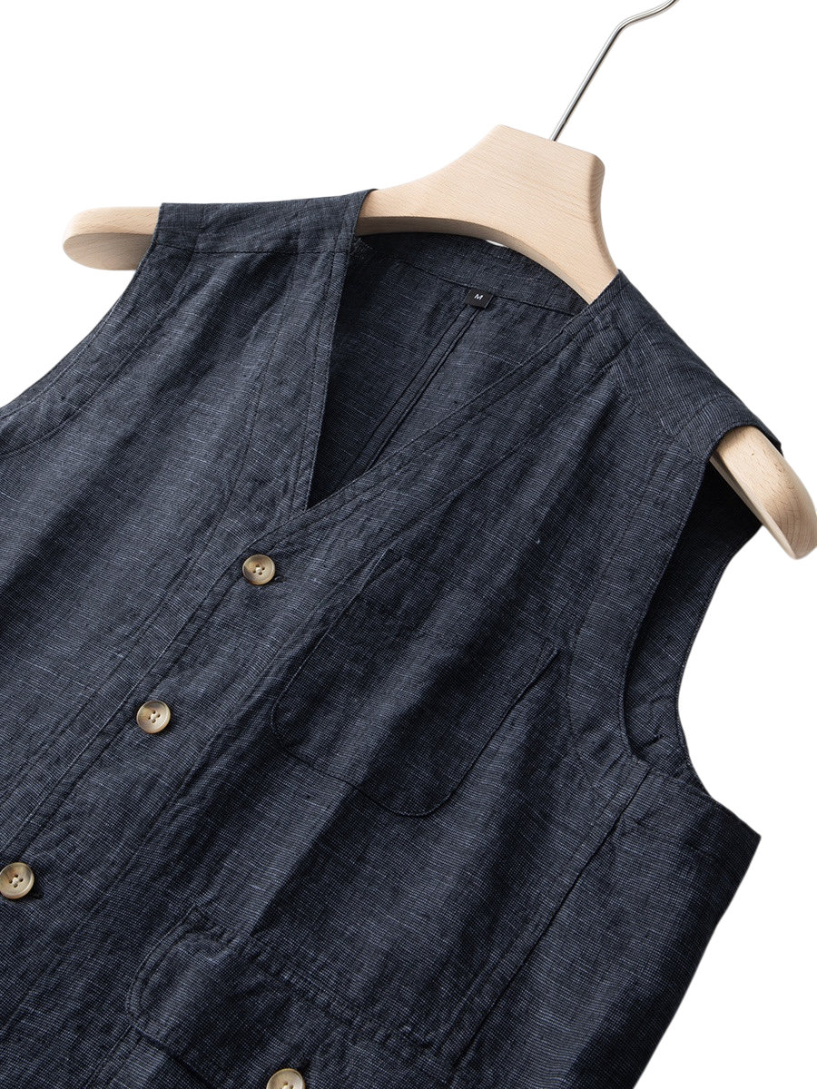 Weste Damen Leicht Sommer Casual Indigo Waschung