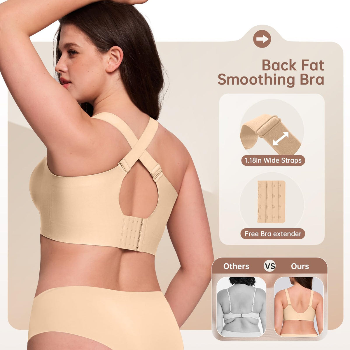 Soutien-gorge dos droit pour femme, confortable, sans armatures, pour le quotidien