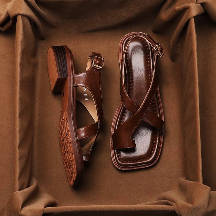 Ledersandalen Damen Verstellbar Freizeit Sommer Komfort