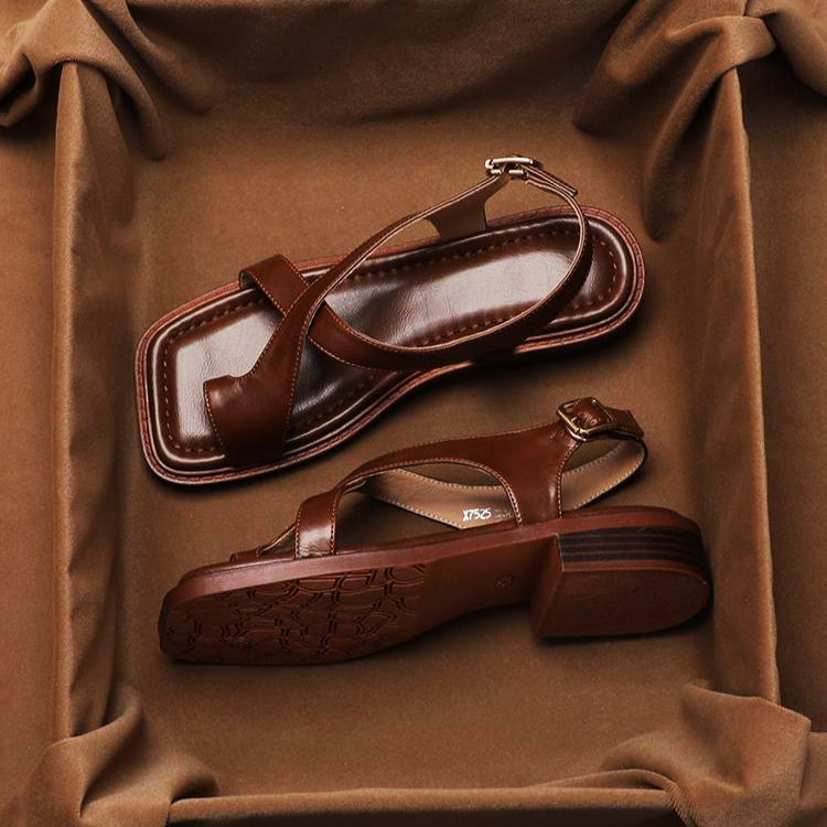 Ledersandalen Damen Verstellbar Freizeit Sommer Komfort