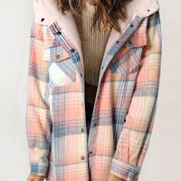 Kapuzenjacke Damen Relaxed Fit Herbst & Winter Plaid Flanell