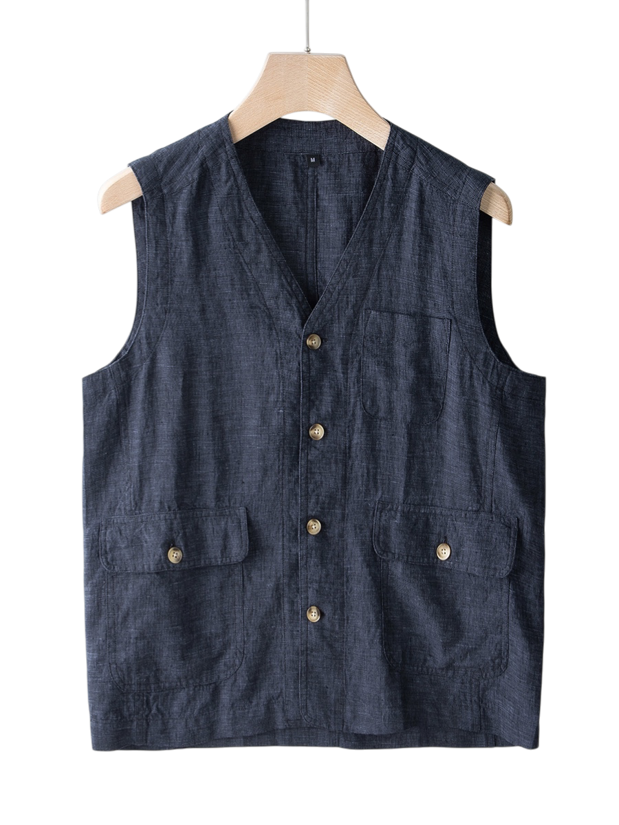 Weste Damen Leicht Sommer Casual Indigo Waschung